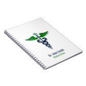 Carnet Caducée Médical Stylisé Croix Verte Ailes Bleues (Côté Droit)