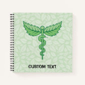 Carnet Caduceus avec arrière - plan feuille (Devant)