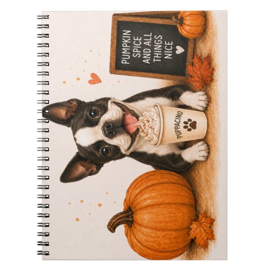 Carnet Café d'automne Boston Terrier (Devant)