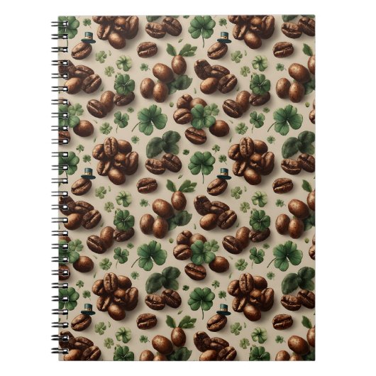 Carnet Café de la Saint-Patrick et motif de trèfle (Devant)