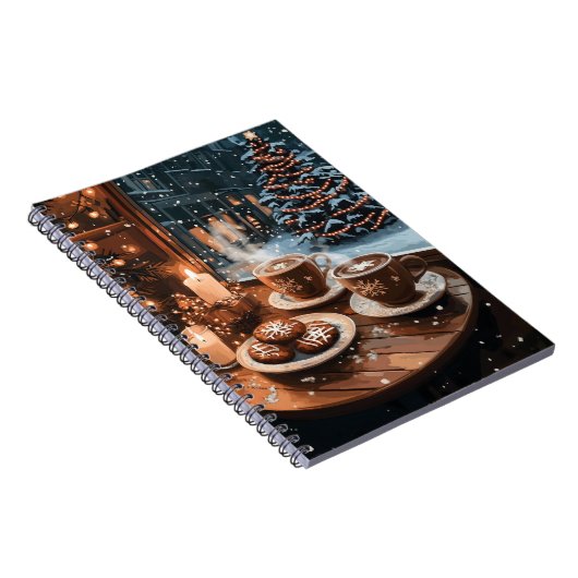 Carnet Café d'hiver confortable avec cacao chaud et biscu (Côté Droit)