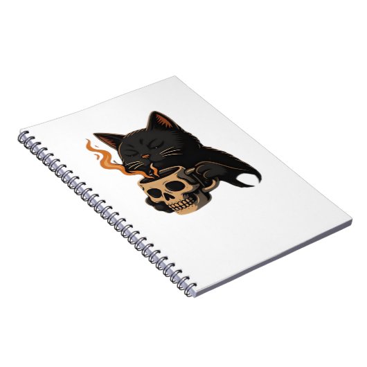 Carnet Café En Chat Foncé Avec Mug Crâne Surdimensionné T (Côté Droit)