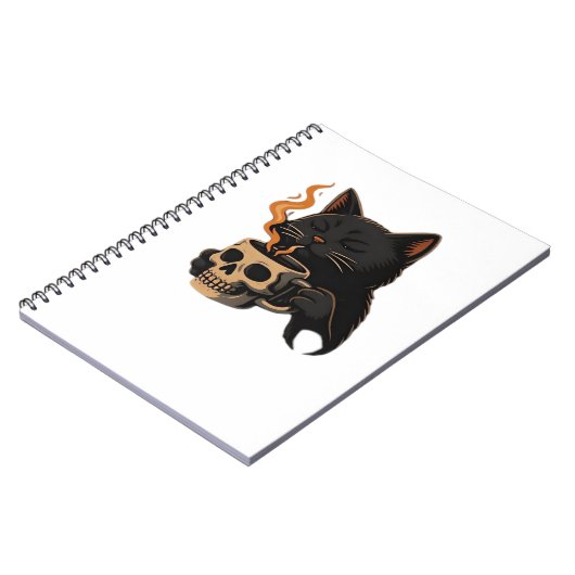 Carnet Café En Chat Foncé Avec Mug Crâne Surdimensionné T (Côté gauche)