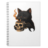 Carnet Café En Chat Foncé Avec Mug Crâne Surdimensionné T (Devant)