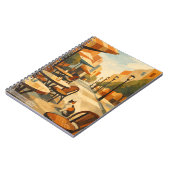 Carnet Café ensoleillé avec un chat calicot (Côté gauche)