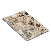Carnet Café. motif de café Abstrait sur fond brun (Côté Droit)