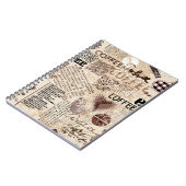 Carnet Café. motif de café Abstrait sur fond brun (Côté gauche)