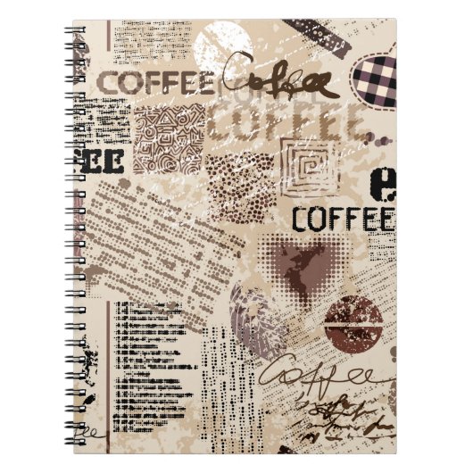 Carnet Café. motif de café Abstrait sur fond brun (Devant)