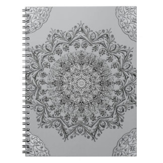 Carnet Cahier à spirale bohème mandala gris élégant