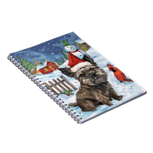 Carnet Cairn Terrier Chien Winter Wonderland Noël Joie (Côté Droit)