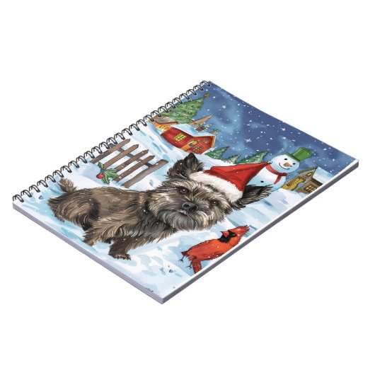 Carnet Cairn Terrier Chien Winter Wonderland Noël Joie (Côté gauche)