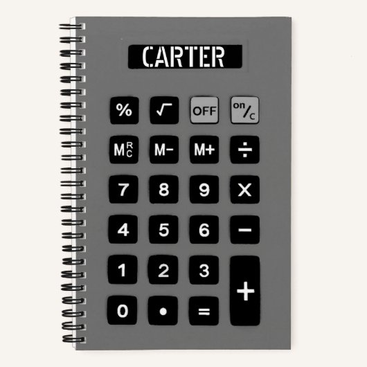 Carnet Calculateur gris avec nom (Recto)