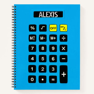 Carnet Calculatrice bleue avec nom