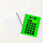 Carnet Calculatrice verte néon avec nom (Intérieur)