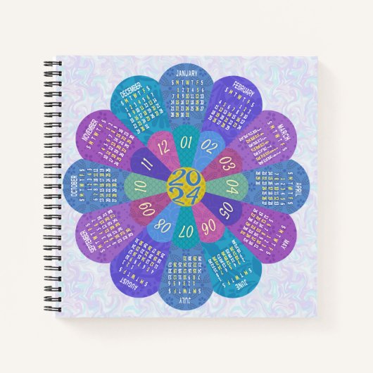 Carnet Calendrier 2024 Unique Boho Flower Purple (Devant)