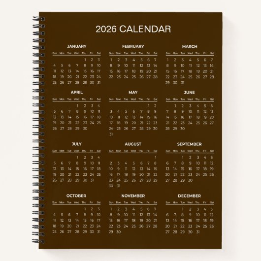 Carnet Calendrier 2026 Simple mais Élégant |  (Devant)