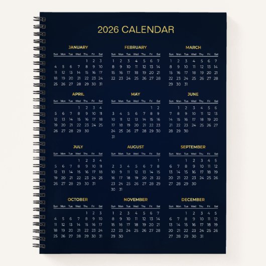 Carnet Calendrier 2026 Simple mais Élégant | (Devant)