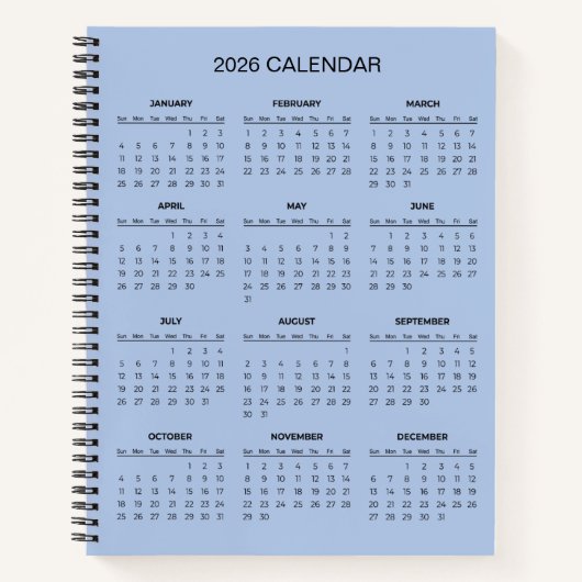 Carnet Calendrier 2026 simple mais élégant | (Devant)