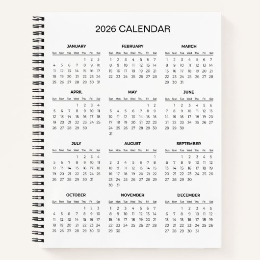Carnet Calendrier 2026 Simple mais Élégant | (Devant)