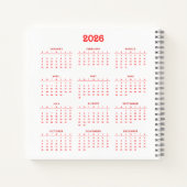 Carnet Calendrier Bienvenue 2026 Bonne année (Dos)
