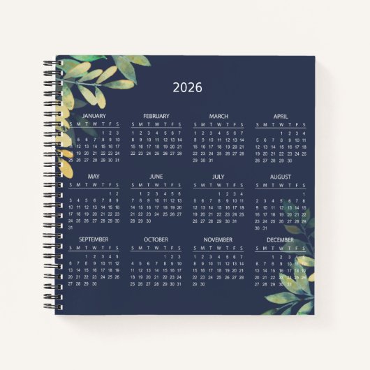 Carnet Calendrier Botanique Élégant Simple 2026 | (Devant)
