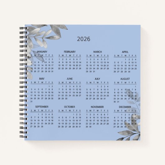 Carnet Calendrier Botanique Élégant Simple 2026 | (Devant)