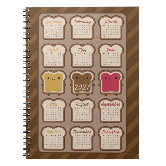 Carnet Calendrier Kawaii Bread 2027 (Devant)