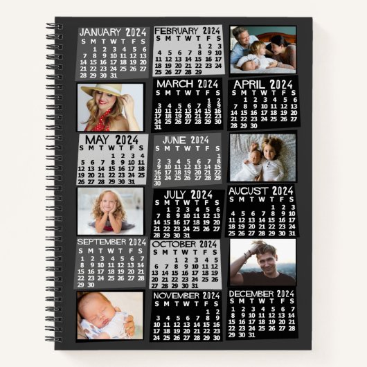 Carnet Calendrier mensuel 2024 Black Mod 12 Photo Collage (Devant)