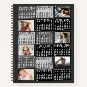 Carnet Calendrier mensuel 2025 Black Mod 12 Photo Collage