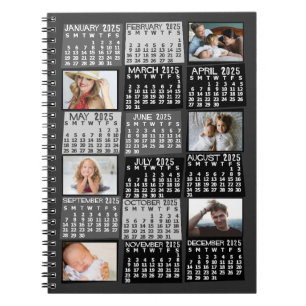 Carnet Calendrier mensuel 2025 Black Mod 6 Photo Collage