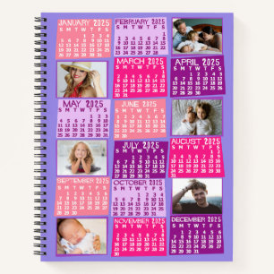 Carnet Calendrier mensuel 2025 Mod mignon 12 Photo Collag