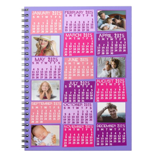 Carnet Calendrier mensuel 2025 Mod mignon 6 Collage photo (Devant)