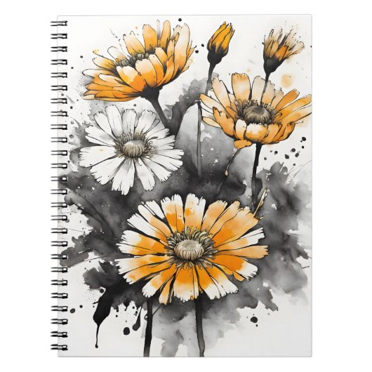 Carnet Calendula - Fleurs aquarelle (Devant)