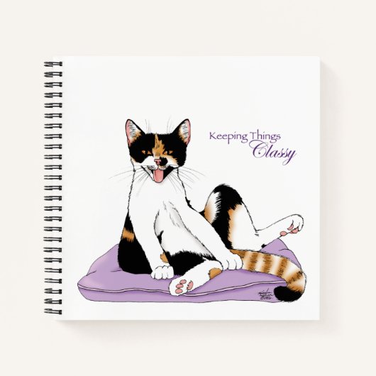 Carnet Calico Chat Classique Funny Chat Violet (Devant)