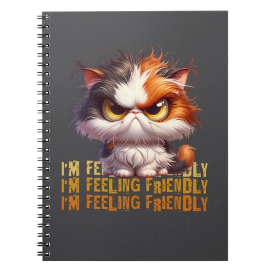 Carnet Calico Grumpy Chat et une citation drôle (Devant)