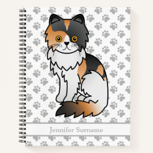 Carnet Calico Persian Mignon Chat de Dessin Animé & Texte