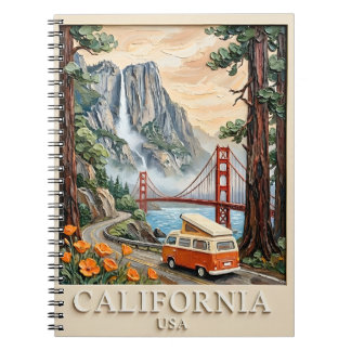 Carnet California Road Trip Vintage 3D Textured Landscape