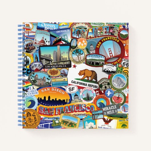 Carnet California Super Sticker Motif de collage (Devant)