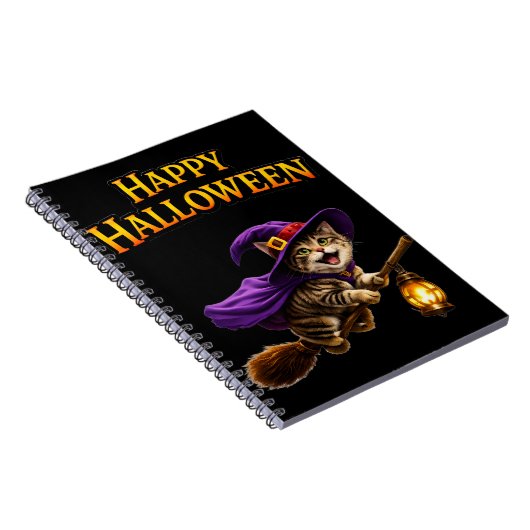 Carnet Call tabby witch kitten whimsical happy Halloween (Côté Droit)