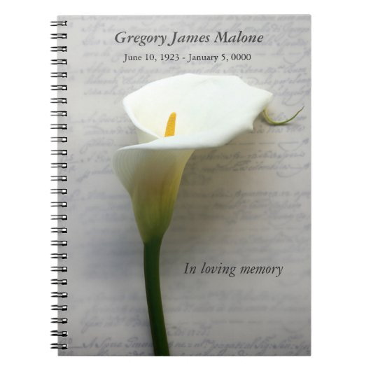 Carnet Calla lily sur écriture manuscrite (Devant)