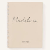 Carnet Calligraphie Beige Crème Moderne Script Recette (Devant)