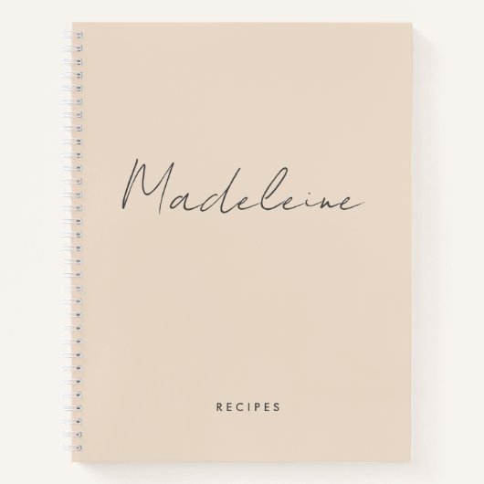 Carnet Calligraphie Beige Crème Moderne Script Recette (Devant)