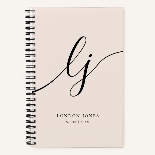 Carnet Calligraphie de monogramme féminin 2 initiales ros (Recto)