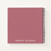 Carnet Calligraphie de monogramme rose rose brillant Rose (Dos)