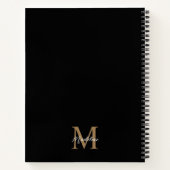 Carnet Calligraphie de script minimal Monogramme d'or noi (Dos)