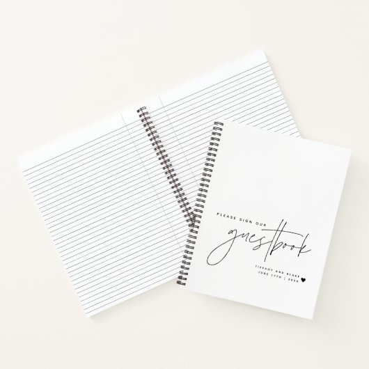 Carnet Calligraphie de texte de mariage blanc invité (Intérieur)