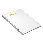 Carnet Calligraphie Élégant Or Blanc Simple Nom (Côté Droit)