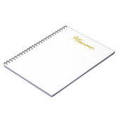Carnet Calligraphie Élégant Or Blanc Simple Nom (Côté gauche)