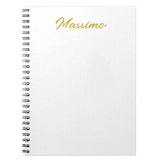 Carnet Calligraphie Élégant Or Blanc Simple Nom (Devant)