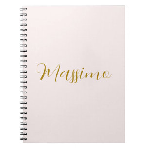 Carnet Calligraphie élégante de couleur or et pastel Nom 